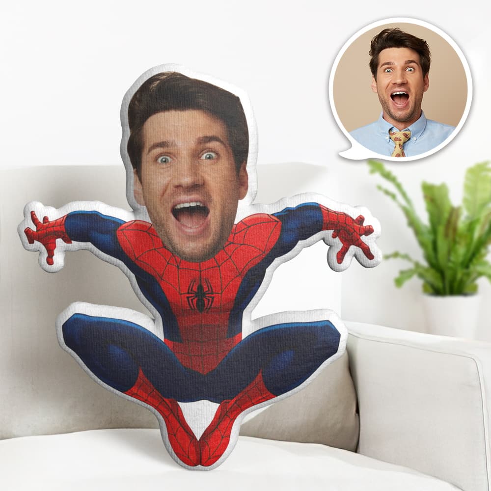 Oreiller De Visage Personnalisé Oreiller Photo Personnalisé Accroupi Spiderman Minime Oreiller Cadeaux Pour Lui - MiniMe Pillow