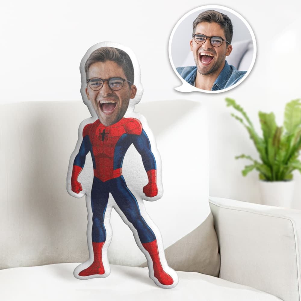 Oreiller Visage Personnalisé Oreiller Photo Personnalisé Debout Spider Man Minime Oreiller Cadeaux Pour Lui Cadeaux de la Saint-Valentin