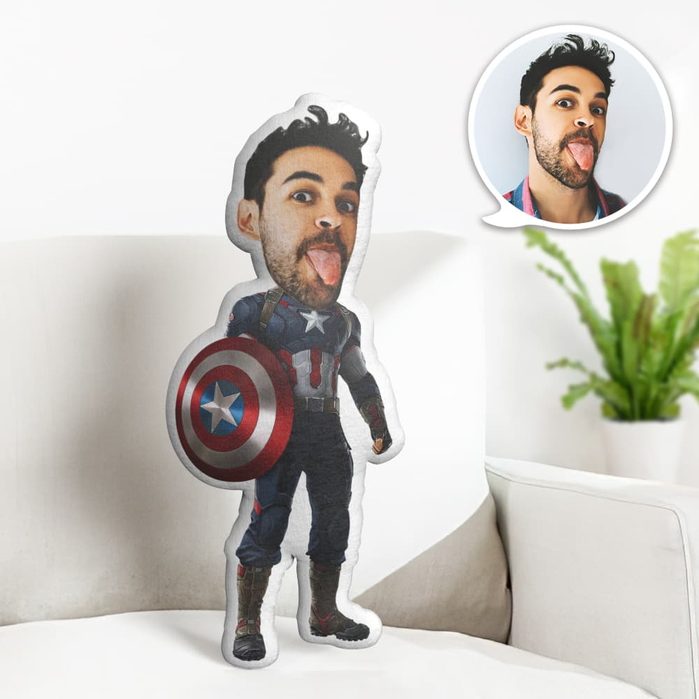 Oreiller De Visage Personnalisé Oreiller Photo Personnalisé Captain America Minime Oreiller Cadeaux Pour Lui - MiniMe Pillow