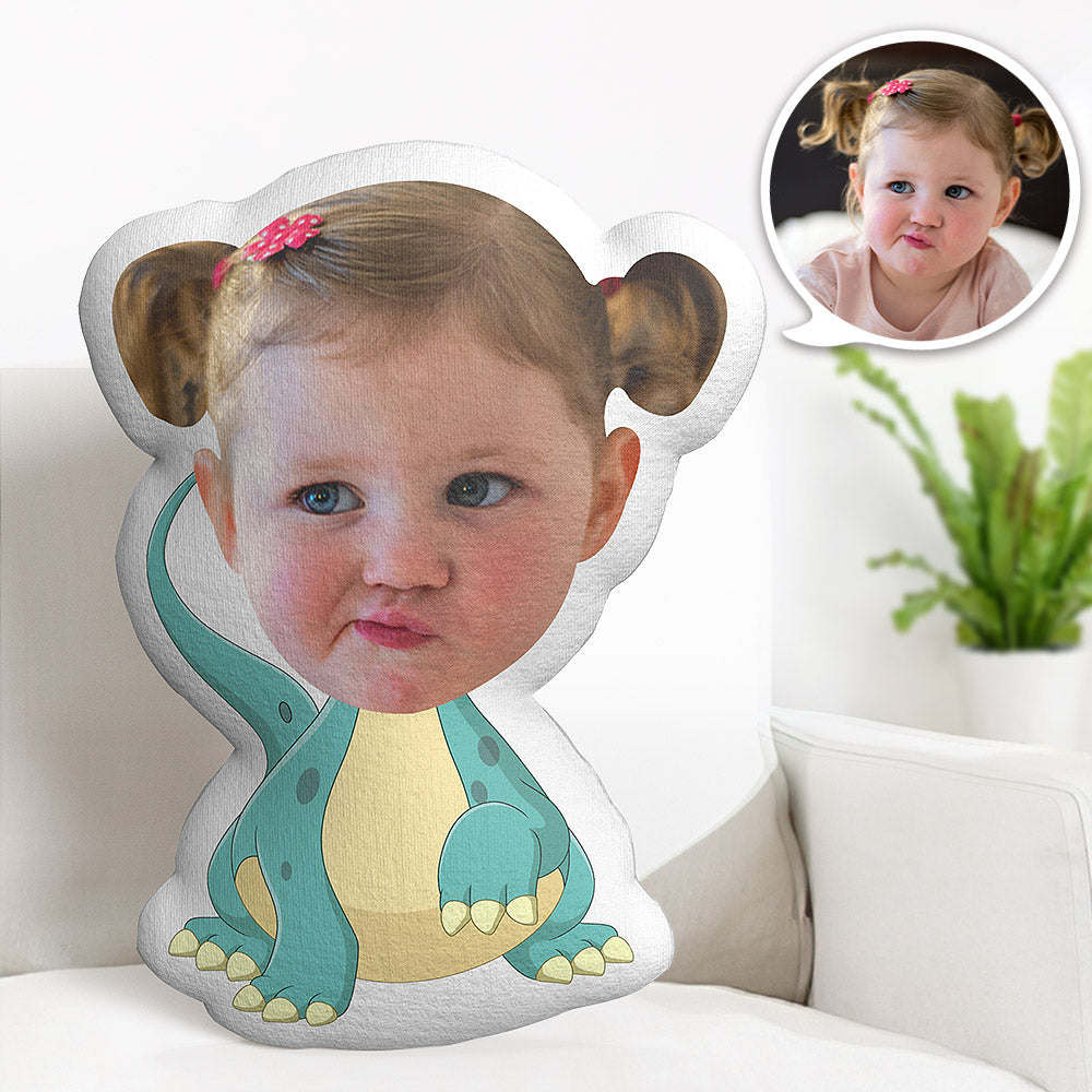 Oreiller Visage Personnalisé Oreiller Photo Personnalisé Dinosaure Bleu Oreiller Minime Cadeaux Pour Enfants - MiniMe Pillow
