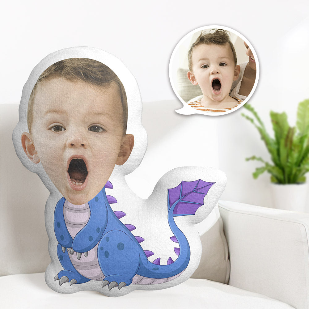 Oreiller Visage Personnalisé Oreiller Photo Personnalisé Oreiller Dinosaure Timide Minime Cadeaux Pour Enfants - MiniMe Pillow