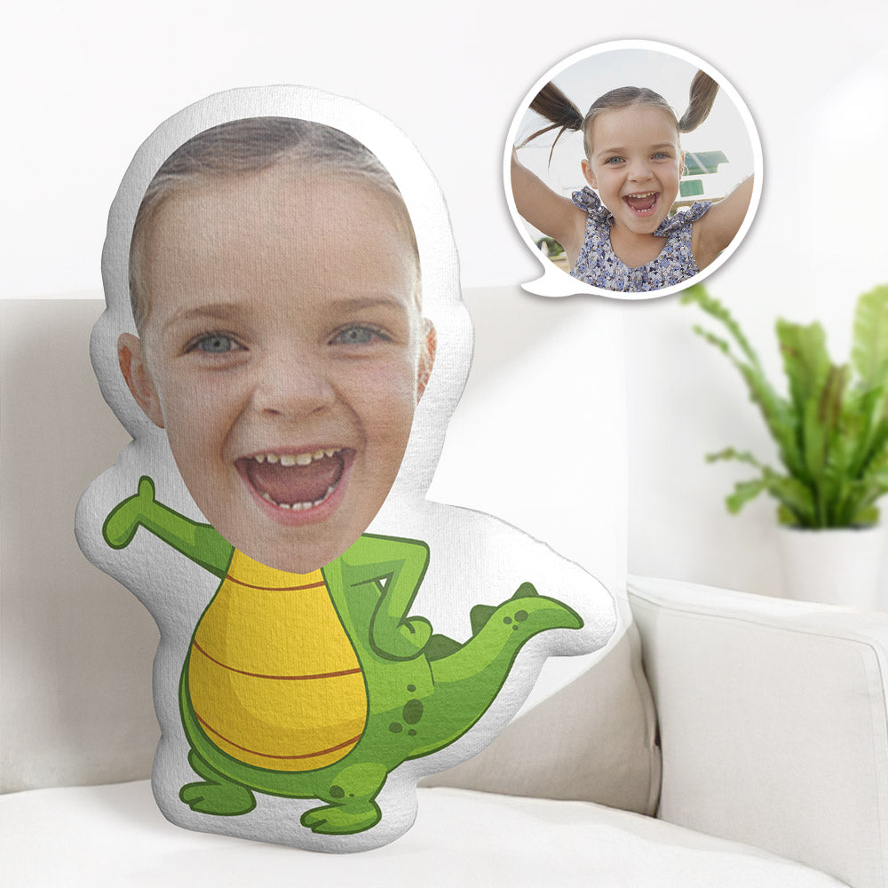 Oreiller Visage Personnalisé Oreiller Photo Personnalisé Dinosaure À Ventre Jaune Oreiller Minime Cadeaux Pour Enfants - MiniMe Pillow