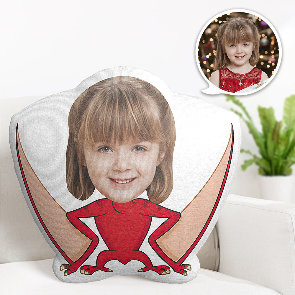Oreiller Visage Personnalisé Oreiller Photo Personnalisé Ptérosaure Rouge Oreiller Minime Cadeaux Pour Enfants - MiniMe Pillow