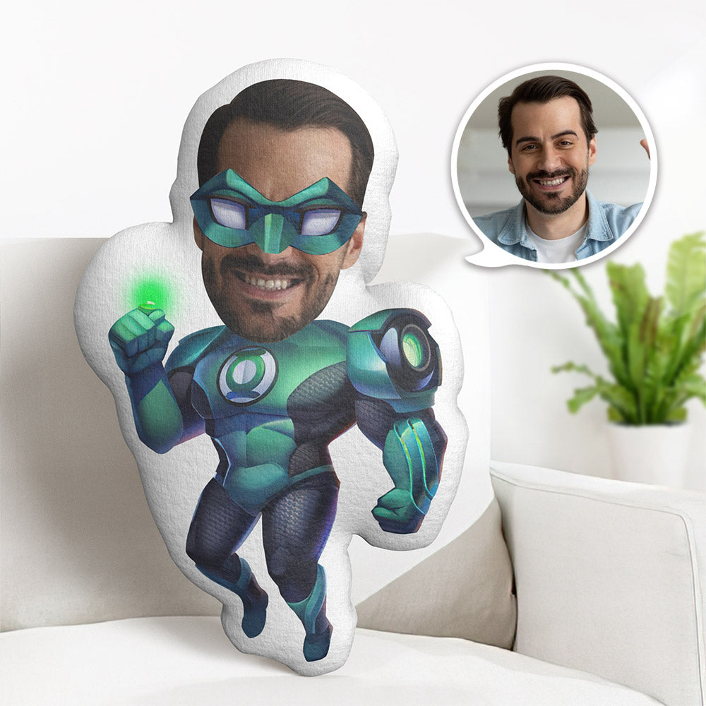 Oreiller Visage Personnalisé Oreiller Photo Personnalisé Green Lantern Oreiller Minime Cadeaux Pour Lui - MiniMe Pillow