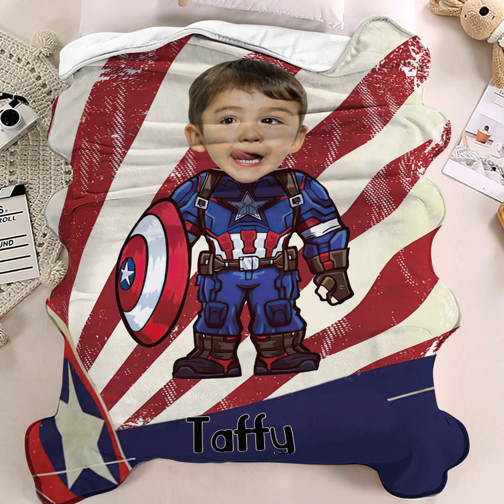 Couverture de visage personnalisée Couverture personnalisée avec photo et texte Couverture Captain America Minime Meilleur cadeau pour lui