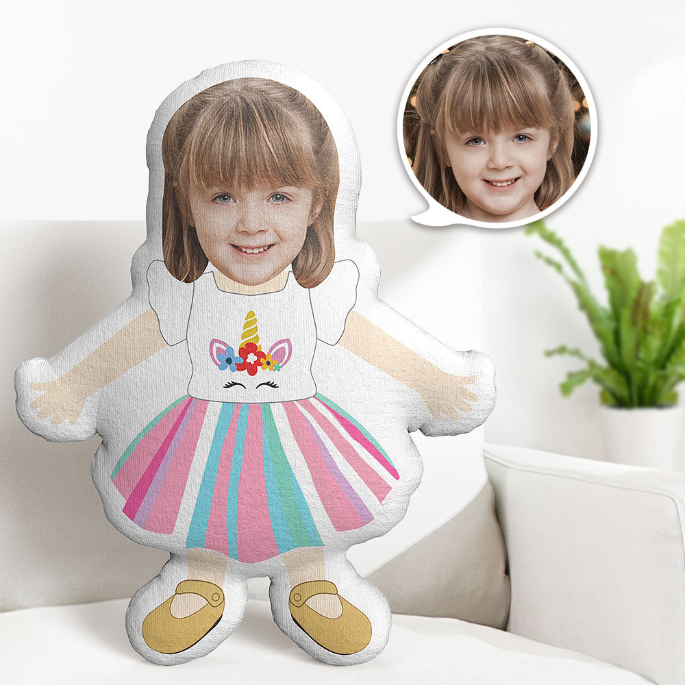 Licorne Personnalisée Jupe Minime Oreiller Visage Oreiller Oreiller Personnalisé Oreiller Personnalisé Photo Oreiller Poupée - MiniMe Pillow