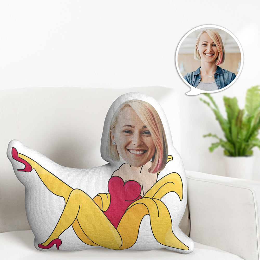 Poupée En Peluche De Femme De Banane De Visage Personnalisé Avec Photo Personnalisée Coussin - MiniMe Pillow