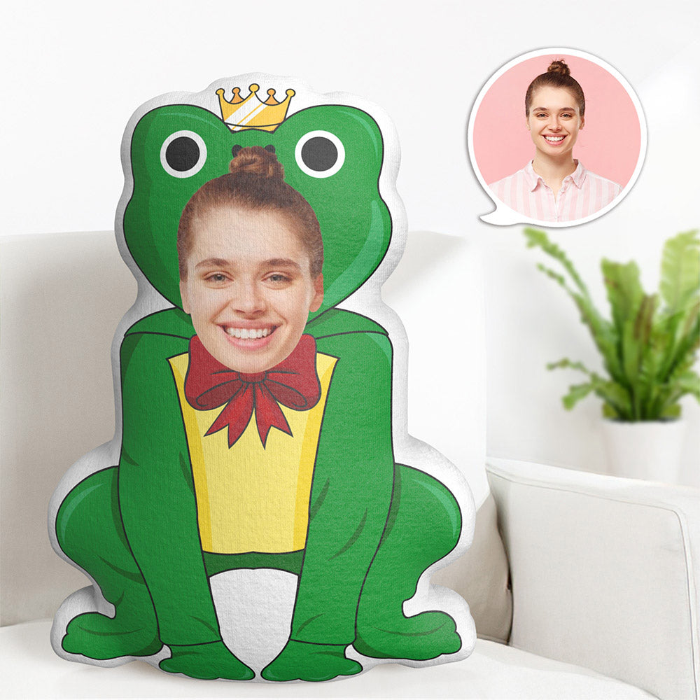 Poupée En Peluche King Queen De Grenouille De Visage Personnalisé Coussin Photo Personnalisé - MiniMe Pillow