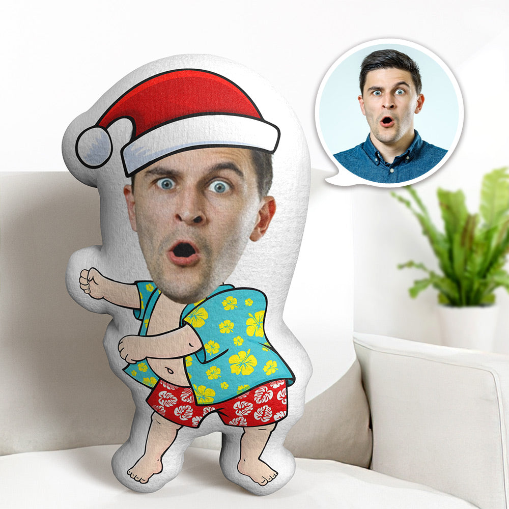 Oreiller De Corps Personnalisé, Chapeau De Noël Hawaïen, Oreiller Personnalisé Pour Le Visage, Meilleur Cadeau Pour Noël - MiniMe Pillow