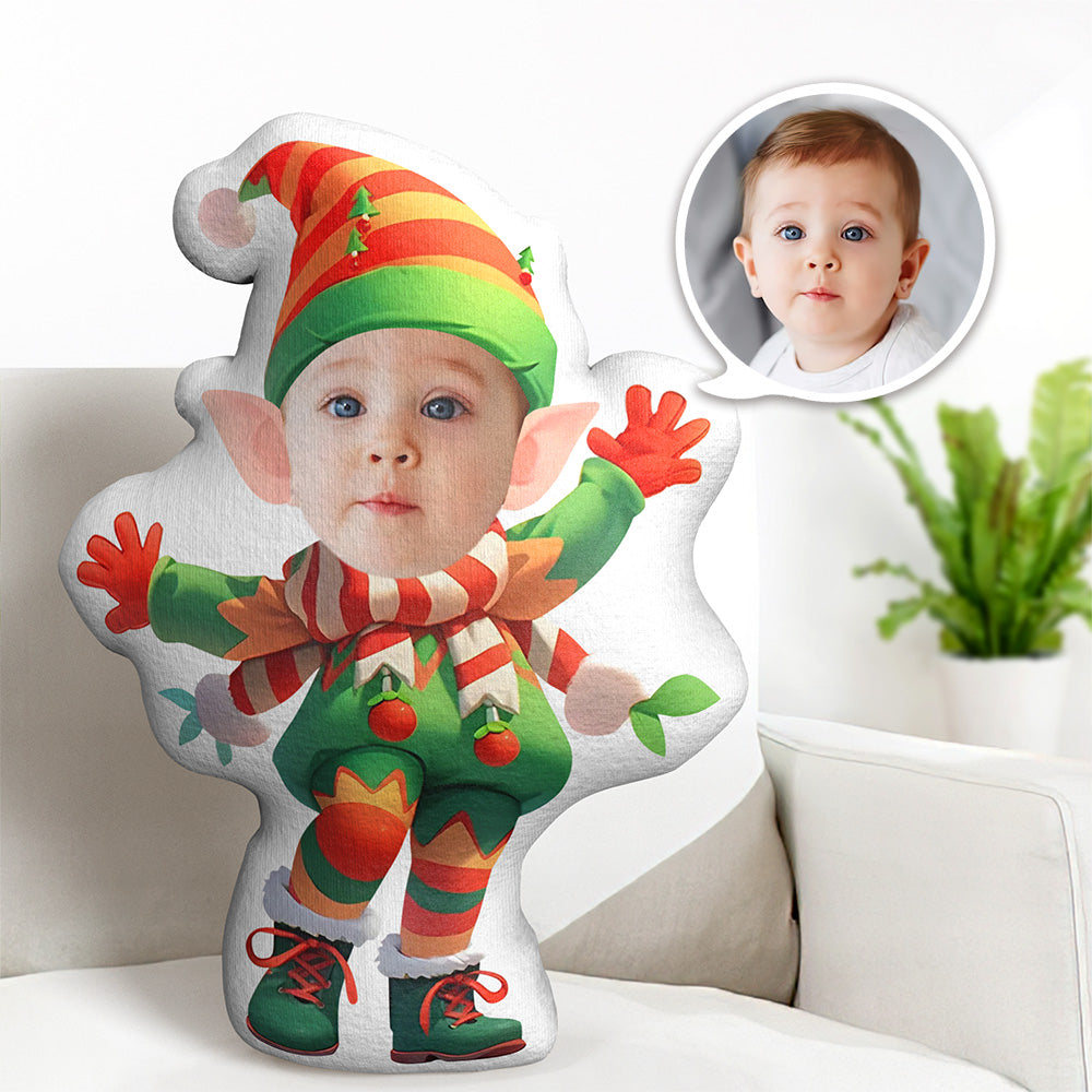 Oreiller De Corps Mon Visage Oreiller Poupées Personnalisées Elfe De Noël Garçon Photo Oreiller Minime Oreiller Personnalisé Oreiller Cadeau - MiniMe Pillow