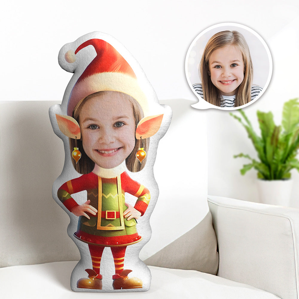 Oreiller De Corps Mon Visage Oreiller Poupées Personnalisées Elfe De Noël Fille Photo Oreiller Minime Oreiller Personnalisé Oreiller Cadeau - MiniMe Pillow