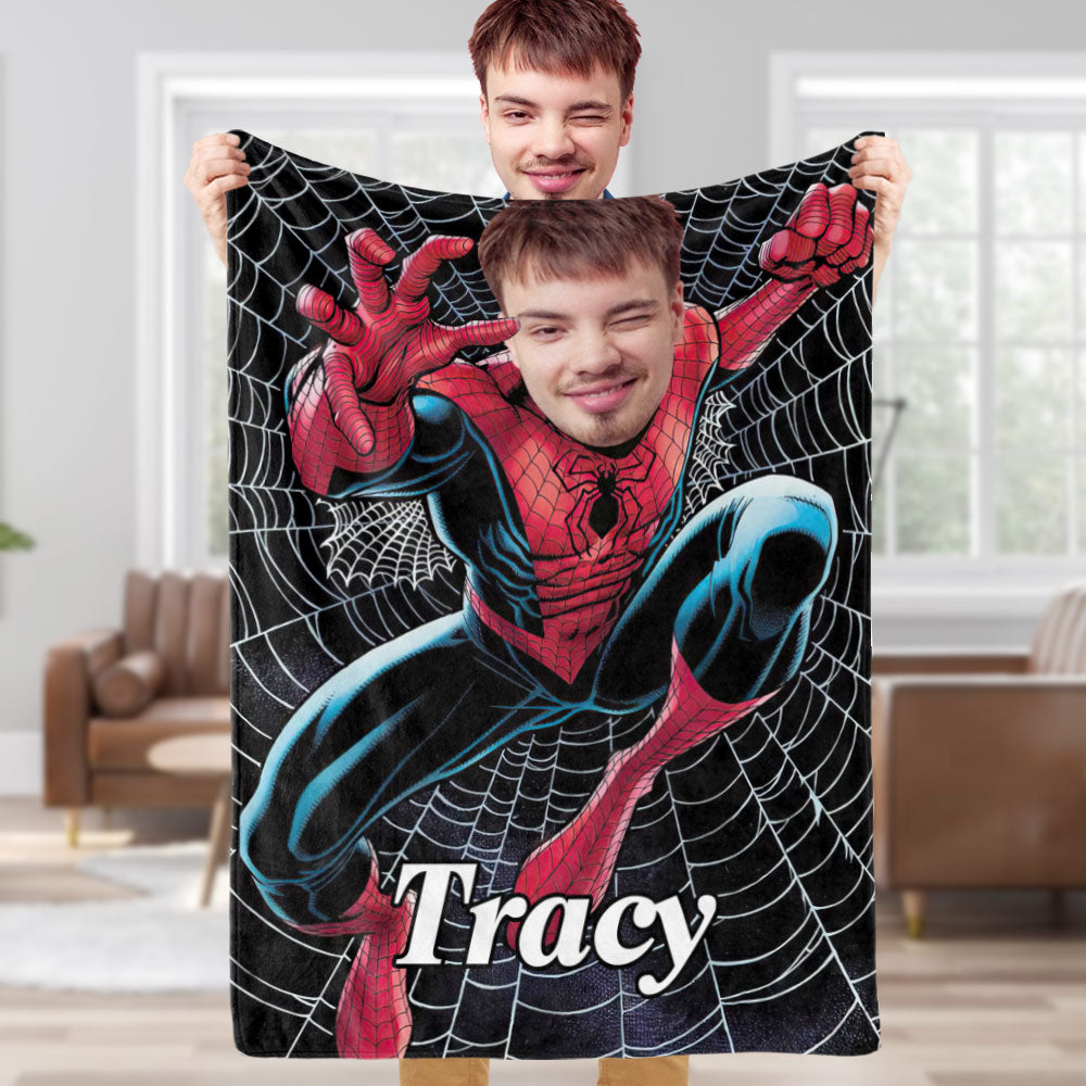 Couverture De Visage Personnalisée Photo Personnalisée Et Texte Invincible Spider-man Couverture Minime Couverture Meilleur Cadeau Pour Lui - MiniMe Pillow