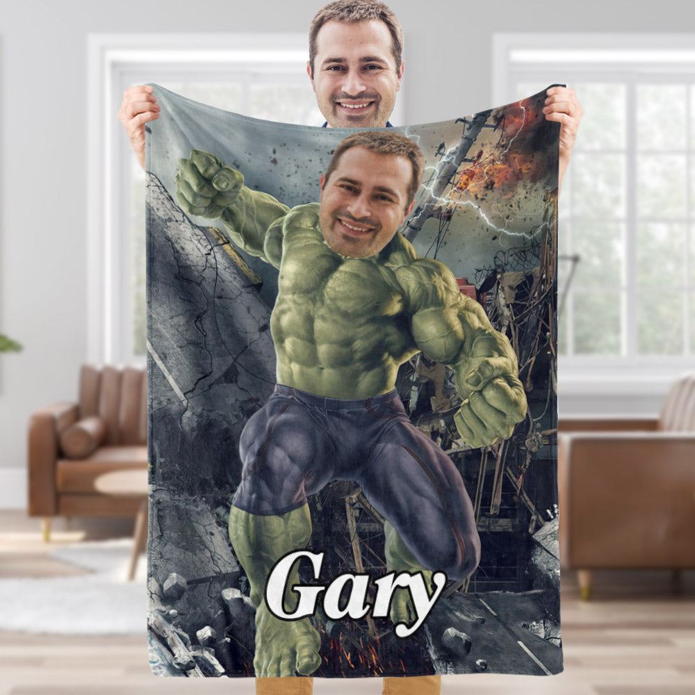 Couverture De Visage Personnalisée Photo Personnalisée Et Texte Crack Slam Hulk Couverture Minime Couverture Meilleur Cadeau Pour Lui - MiniMe Pillow