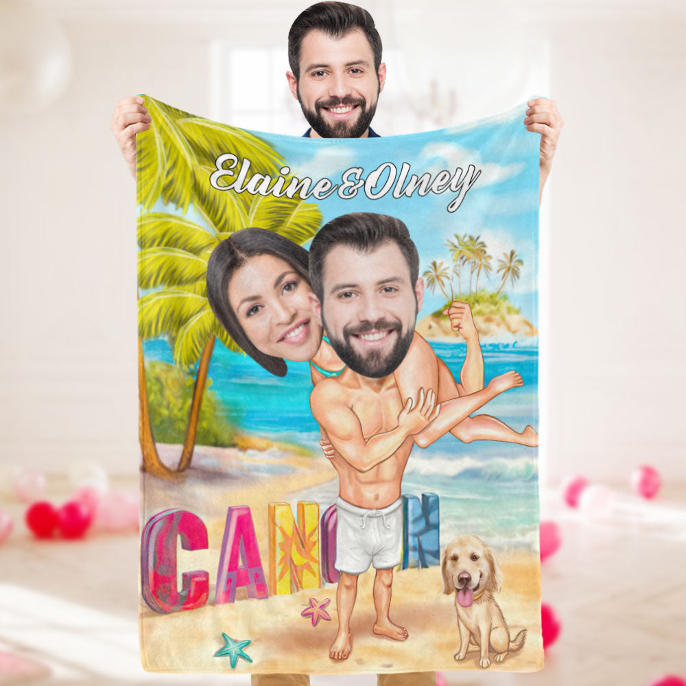 Couverture Photo Personnalisée Couverture Visage Personnalisée Couverture Couple Personnalisée Cadeaux Saint Valentin - MiniMe Pillow