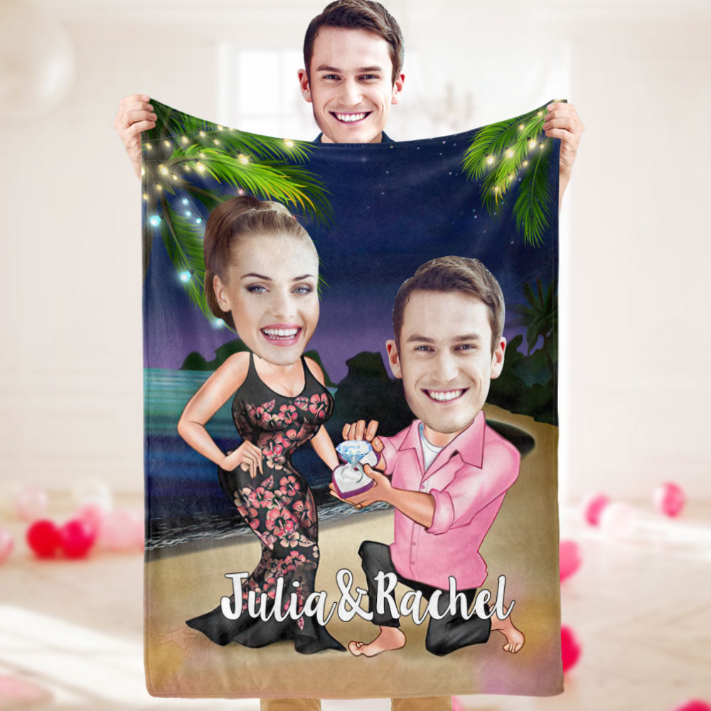 Marry Me Couverture Couverture Photo Personnalisée Couverture Visage Personnalisée Cadeaux Saint Valentin Personnalisés - MiniMe Pillow