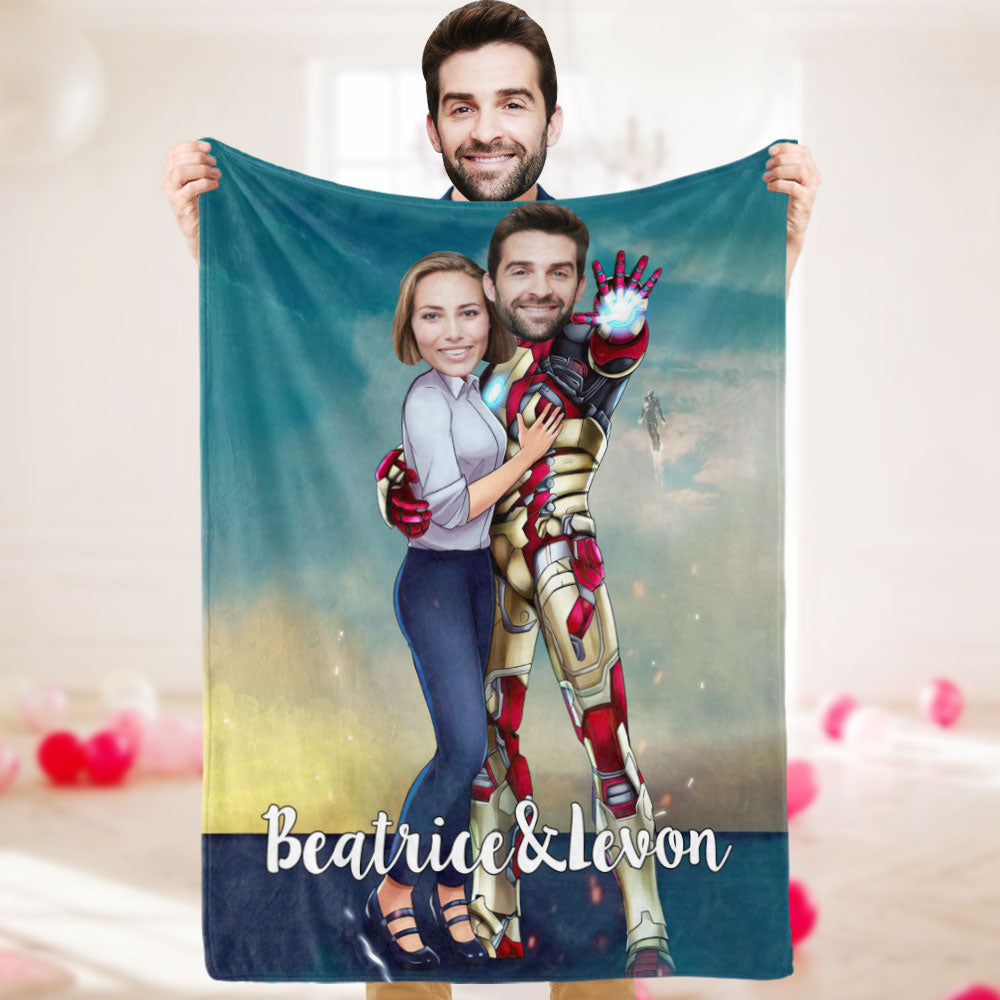 Couverture Photo Personnalisée Couverture De Couple Personnalisée Couverture Iron Man Personnalisée Vous Êtes Mon Super-héros Cadeaux De La Saint-valentin - MiniMe Pillow