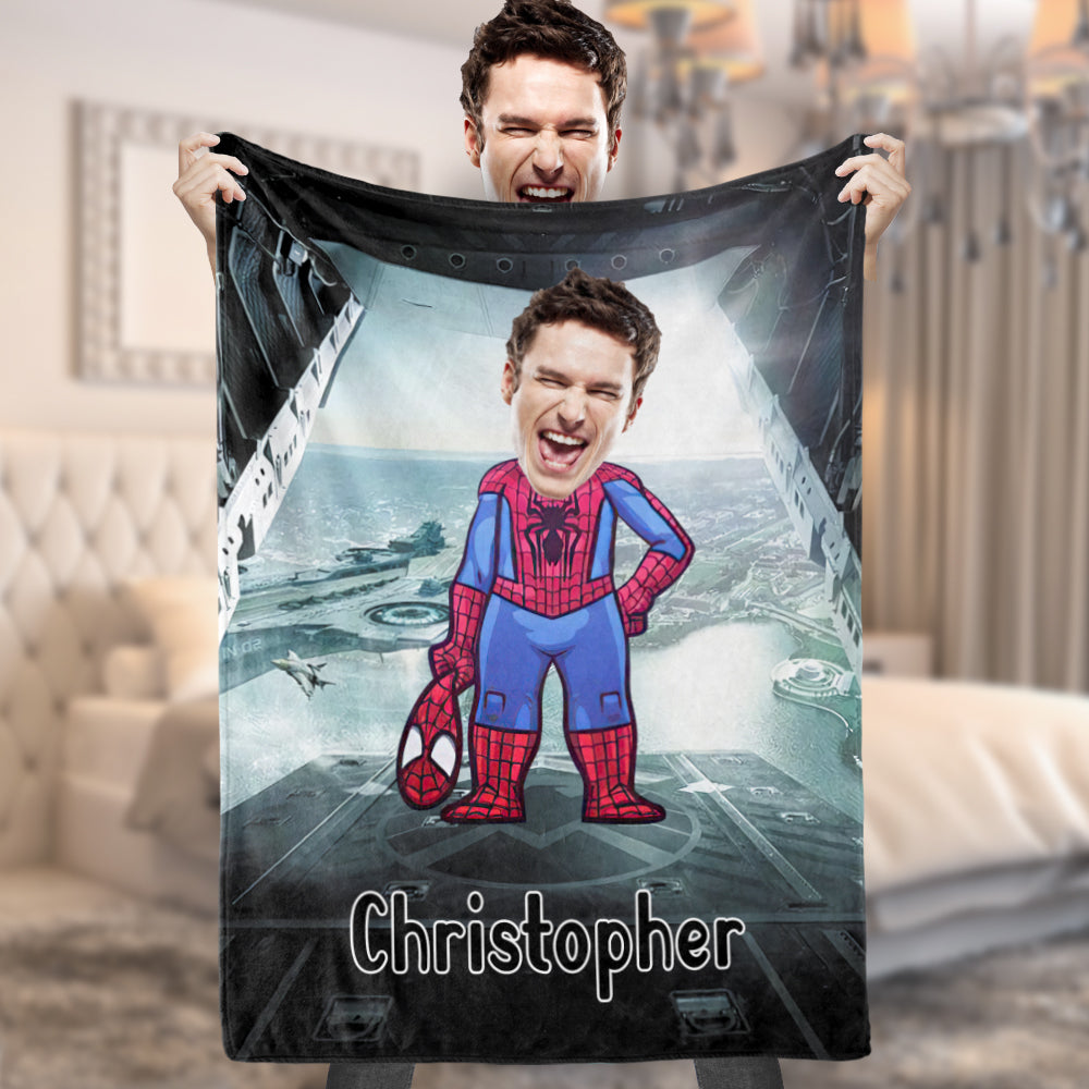 Couverture Personnalisée Avec Photo De Visage Couverture Personnalisée Avec Photo Et Texte Couverture Spiderman Minime Meilleur Cadeau - MiniMe Pillow
