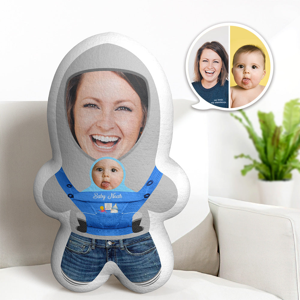 Oreiller Personnalisé Pour Le Visage De La Mère Et Du Bébé, Cadeau Photo Personnalisé Pour Elle - MiniMe Pillow