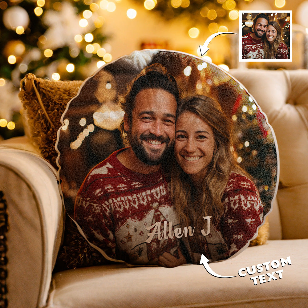 Oreiller De Texte Personnalisé De Forme Ronde Avec Photo Personnalisée - MiniMe Pillow