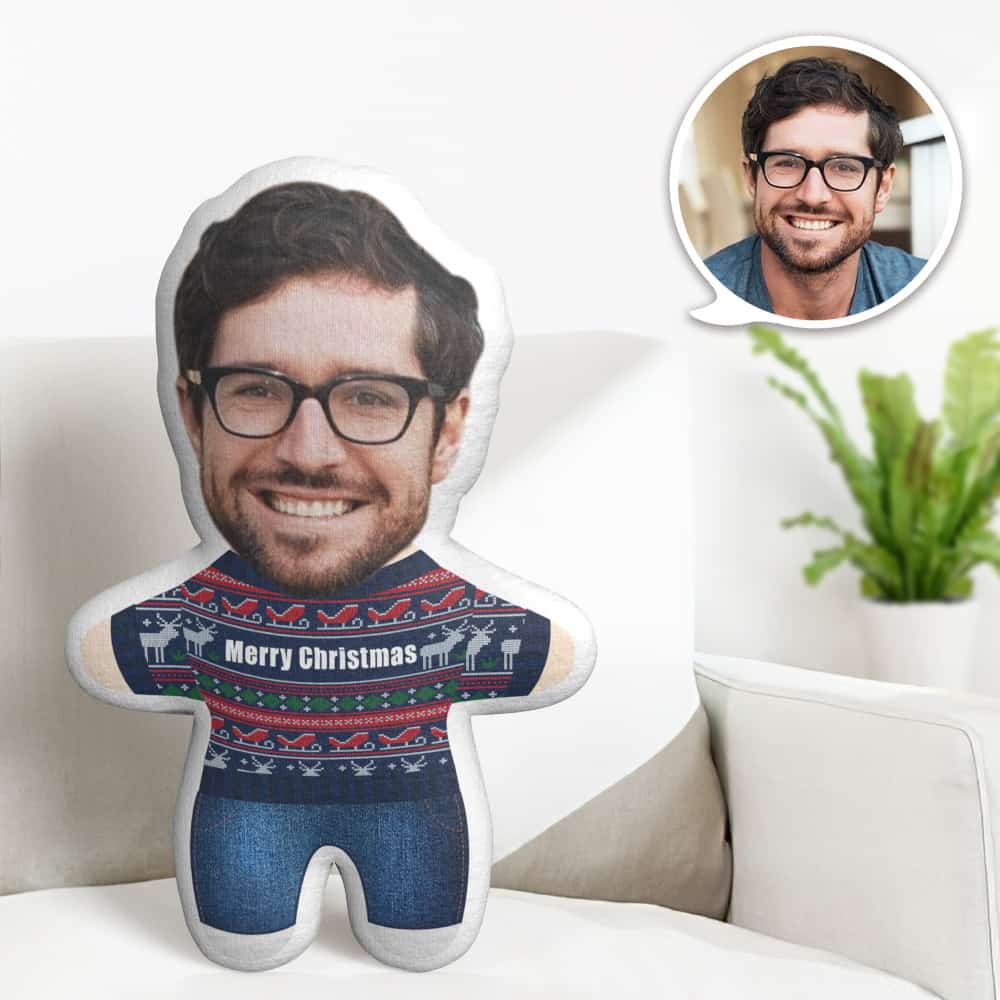 Oreiller Visage Personnalisé Mignon Joyeux Noël Minime Personnalisé Photo Minime Oreiller Cadeaux - MiniMe Pillow