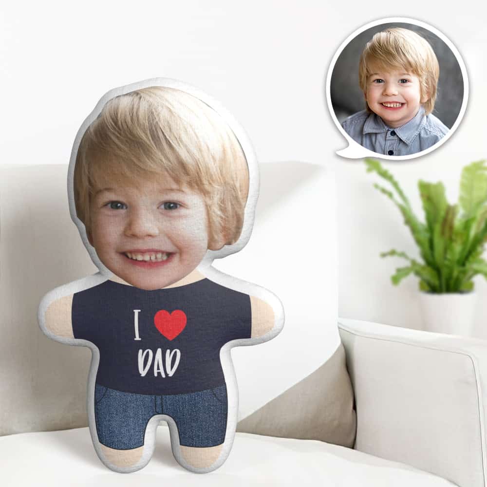 Oreiller Visage Personnalisé Mignon J'aime Papa Minime Personnalisé Photo Minime Oreiller Cadeaux - MiniMe Pillow