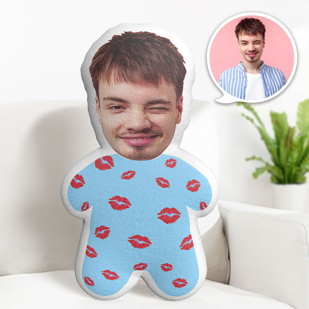 Oreiller De Visage Personnalisé Kiss Me Minime Oreiller Oreiller Photo Personnalisé Meilleur Cadeau Pour Lui - MiniMe Pillow