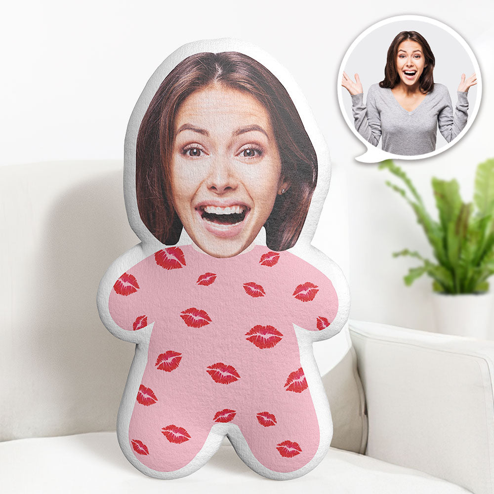 Oreiller De Visage Personnalisé Kiss Me Minime Oreiller Oreiller Photo Personnalisé Meilleur Cadeau Pour Elle - MiniMe Pillow