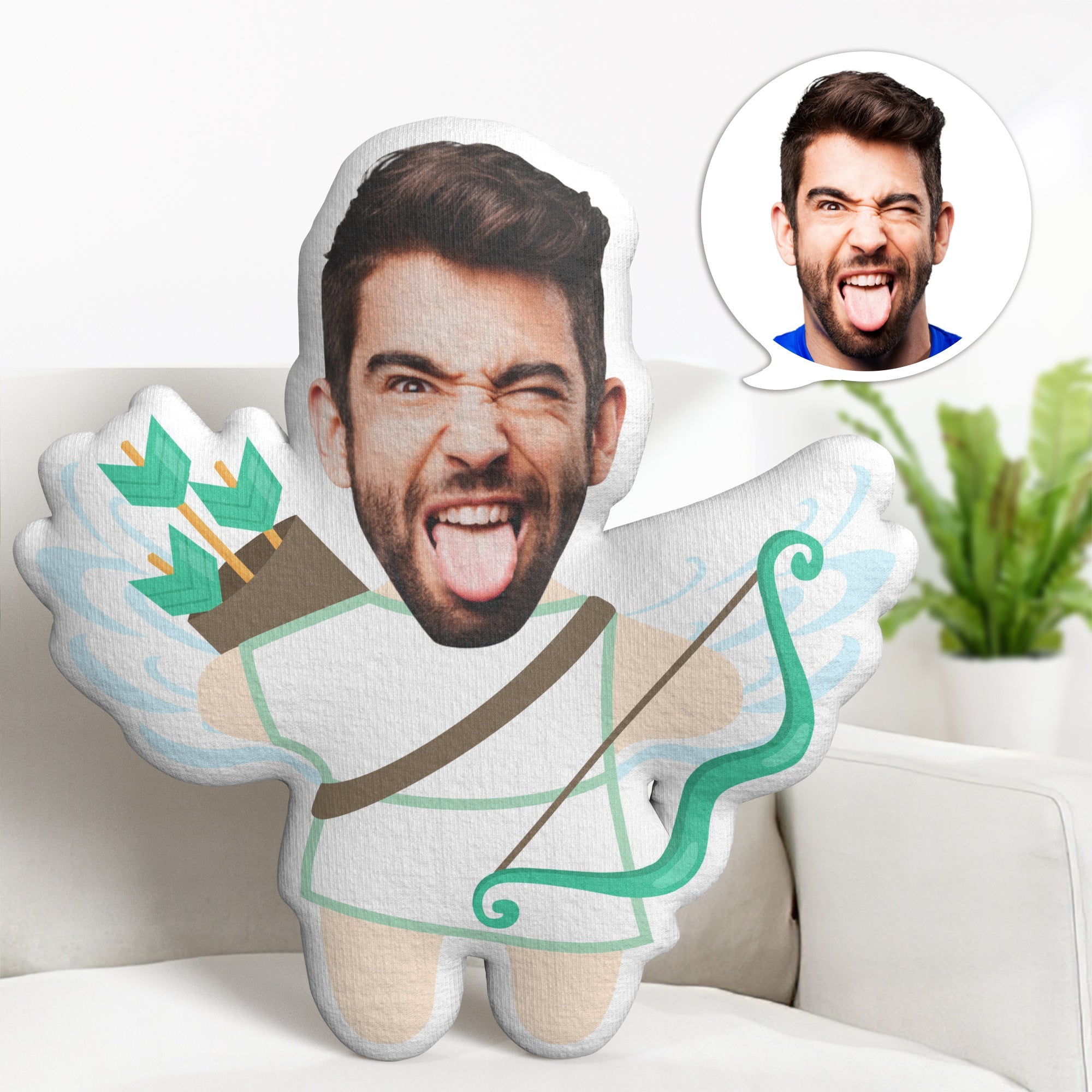 Visage Personnalisé Minime Jeter Oreiller Personnalisé Saint Valentin Cupidon Dessin Animé Jeter Oreiller - MiniMe Pillow