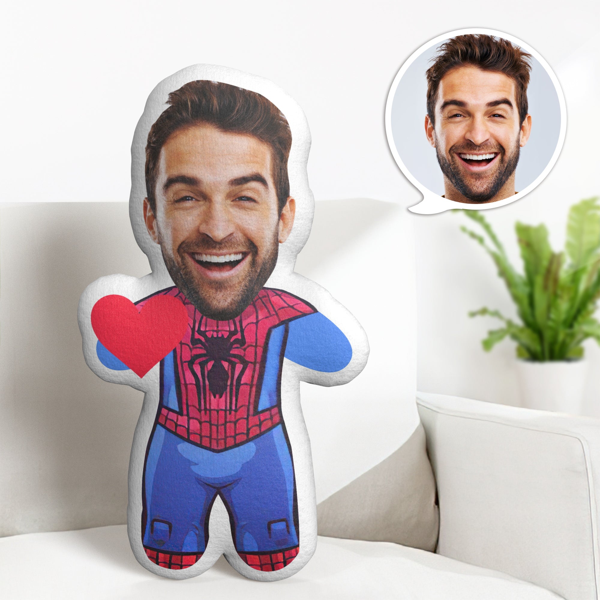 Saint Valentin Minime Oreiller Cadeaux Personnalisé Visage Oreiller Personnalisé Bande Dessinée Spiderman Oreiller Cadeaux - MiniMe Pillow