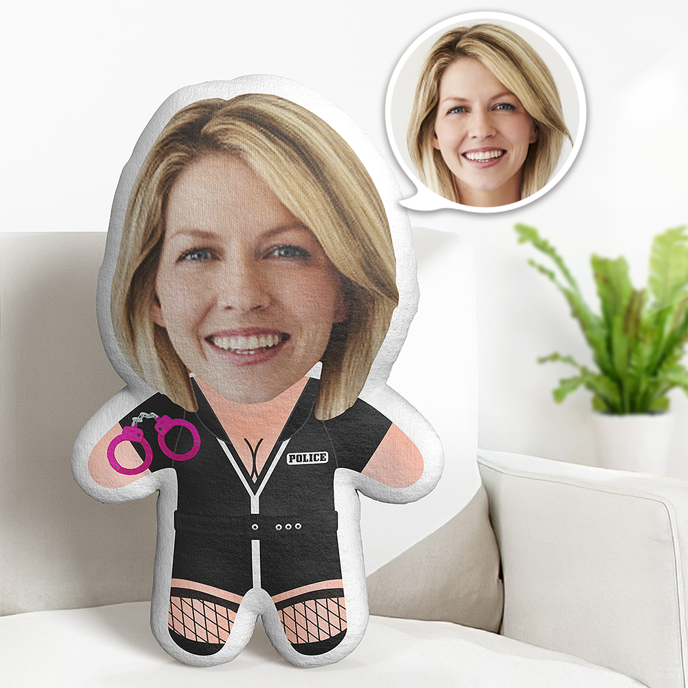 Costume Noir Fille Sexy Minime Teddy Oreiller Visage Personnalisé Photo Personnalisée Poupée Minime - MiniMe Pillow