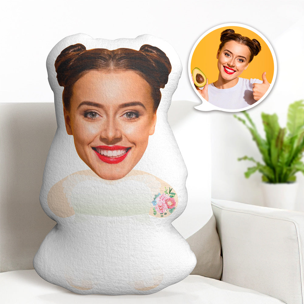 Visage Personnalisé Minime Teddy Oreiller Robe De Mariée Mariée Photo Personnalisée Minime Poupée - MiniMe Pillow