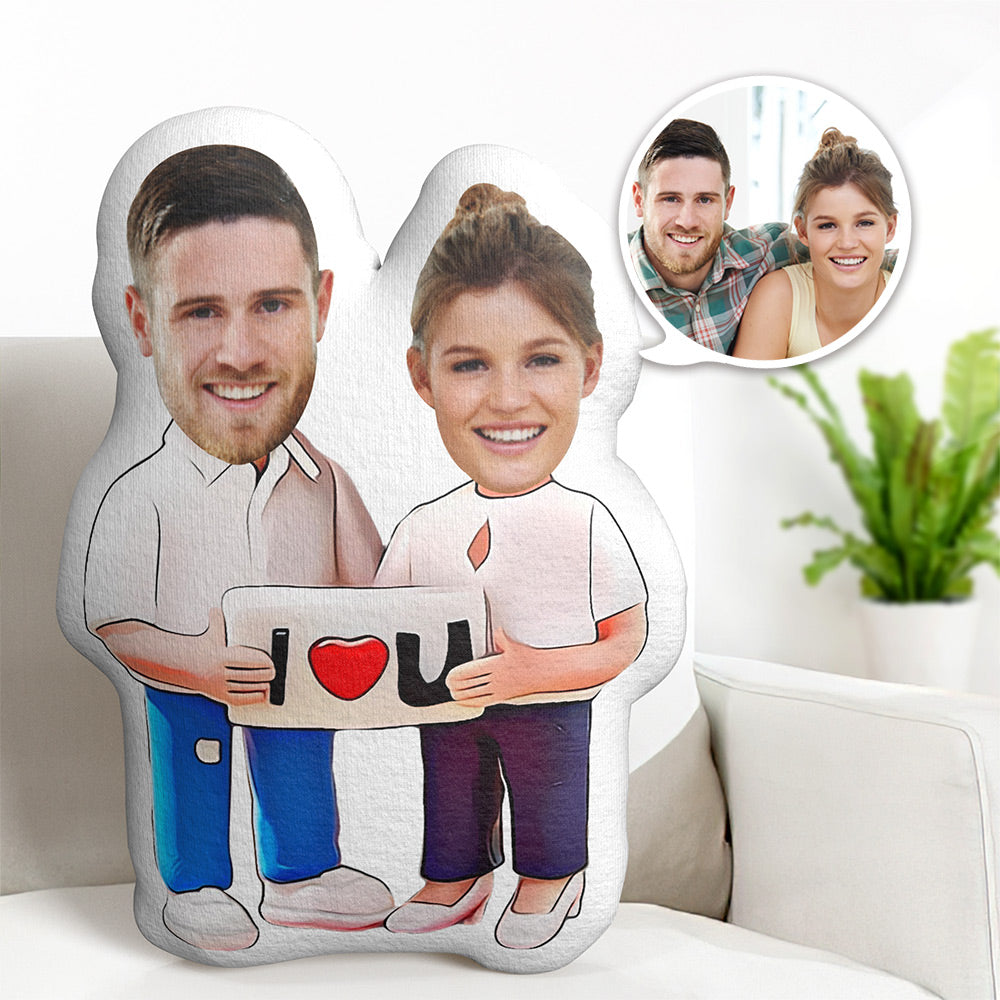 Cadeaux De Saint Valentin Personnalisé Q Version Couple Minime Oreiller Personnalisé Je T'aime Figure Photo Minime Oreiller - MiniMe Pillow