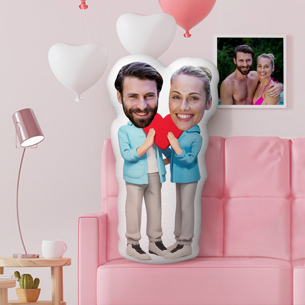 Oreiller Personnalisé Pour Le Visage, Cadeaux De Saint-valentin, Tenue, Cœur D'amour, Oreiller De Couple - MiniMe Pillow