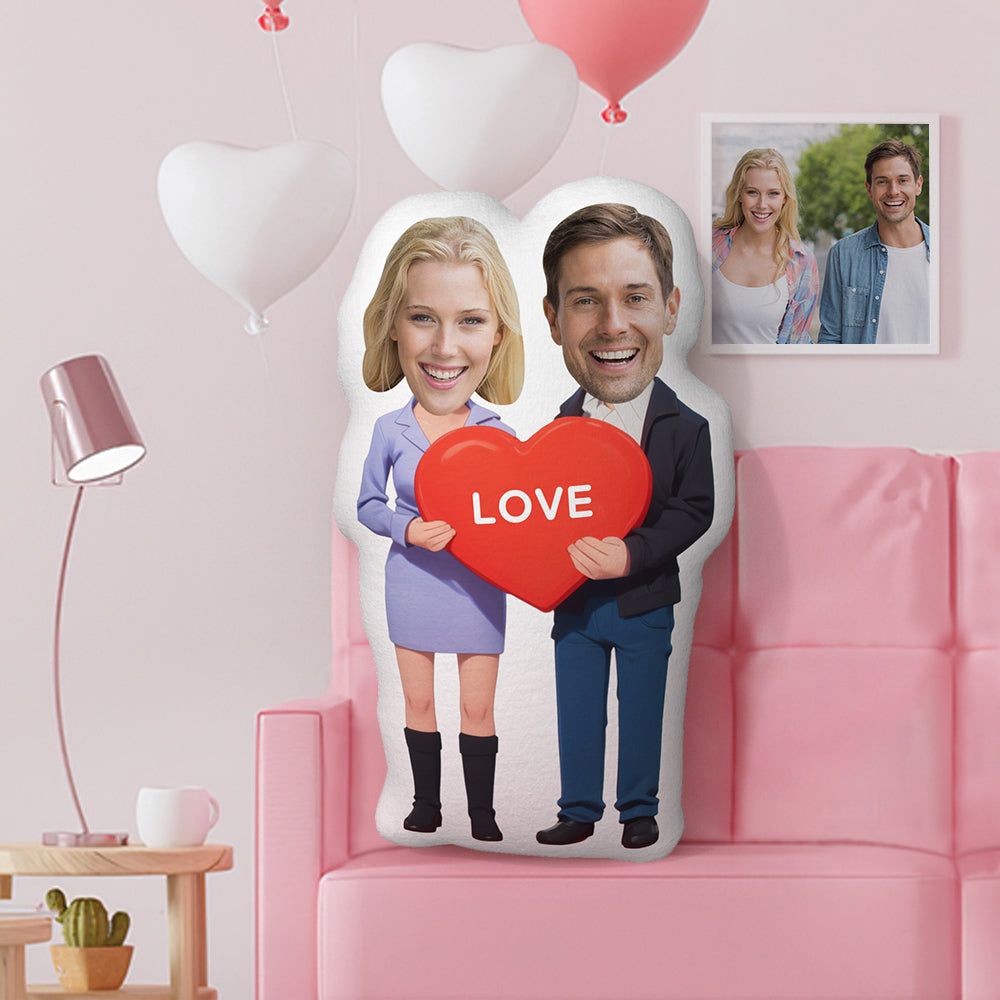 Oreiller Personnalisé Pour Le Visage, Cadeaux De Saint-valentin, Oreiller Pour Couple, Cœur D'amour - MiniMe Pillow