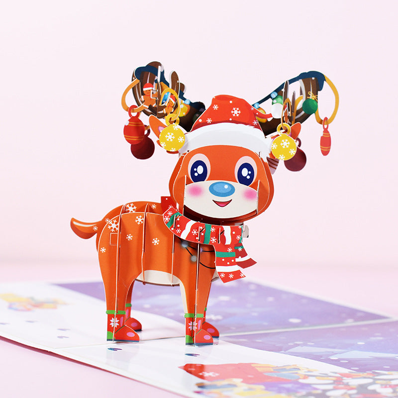 Carte Pop-up 3d Elk De Noël Carte De Vœux - MiniMe Pillow
