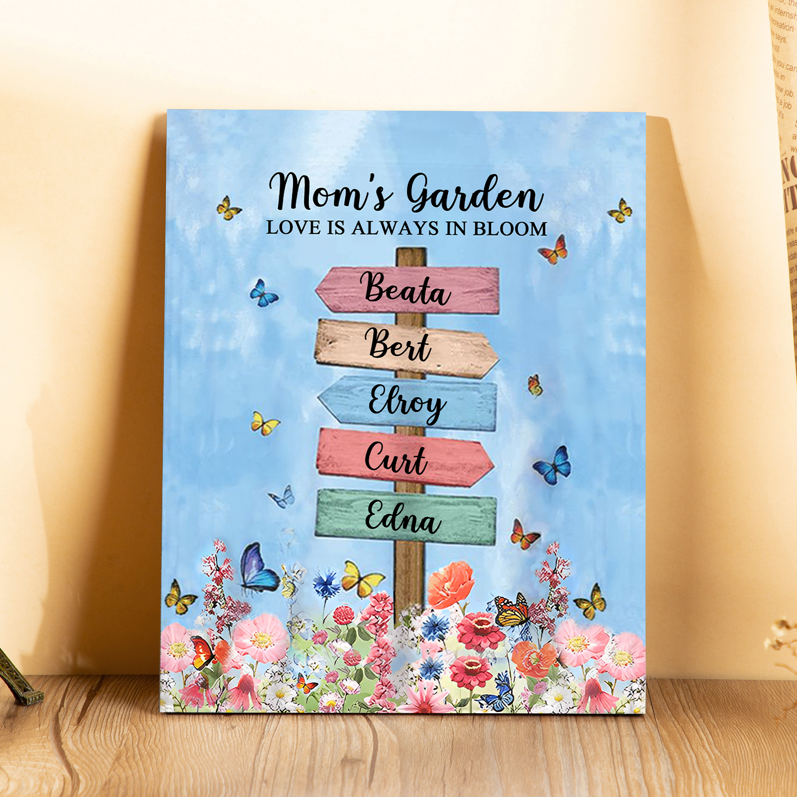 5 Names - Personalised Wooden Plaque Garden Custom Text Home Decoration Gift for Mother/Grandma-Jessemade AU