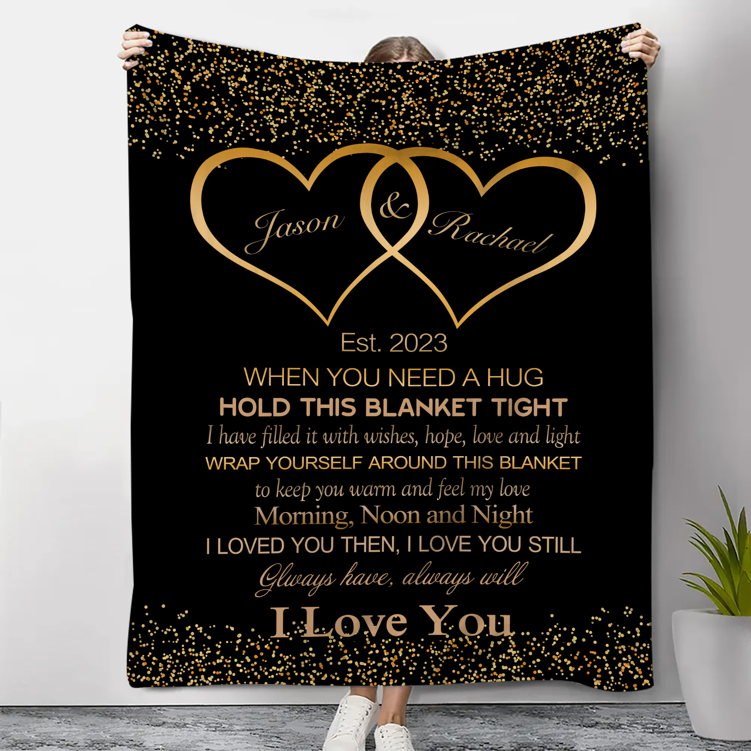 Personalised Couple Blanket Customised 2 Names Blanket Valentine's Day Anniversary Gift for Couples-Jessemade AU