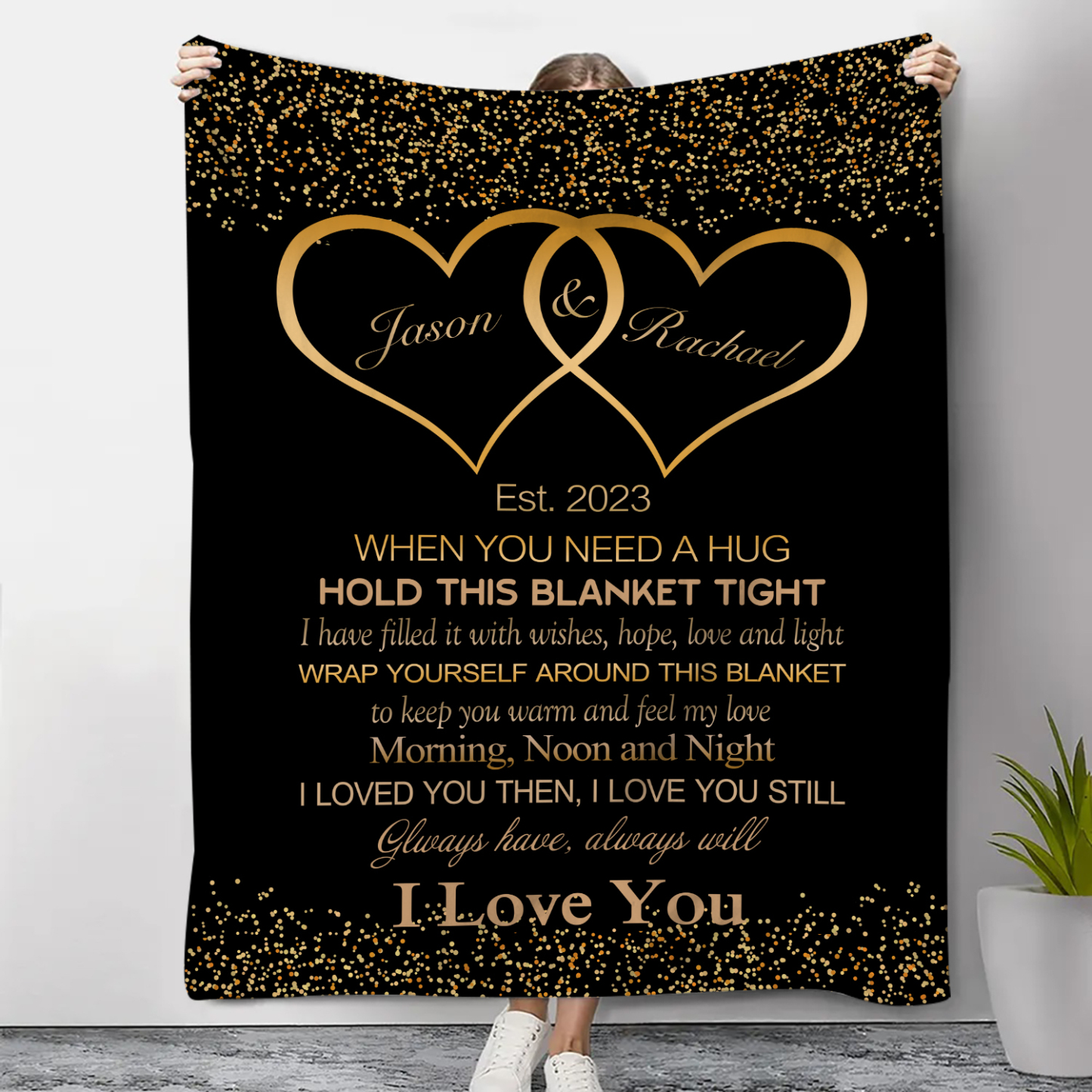 Personalised Couple Blanket Customised 2 Names Blanket Valentine's Day Anniversary Gift for Couples-Jessemade AU