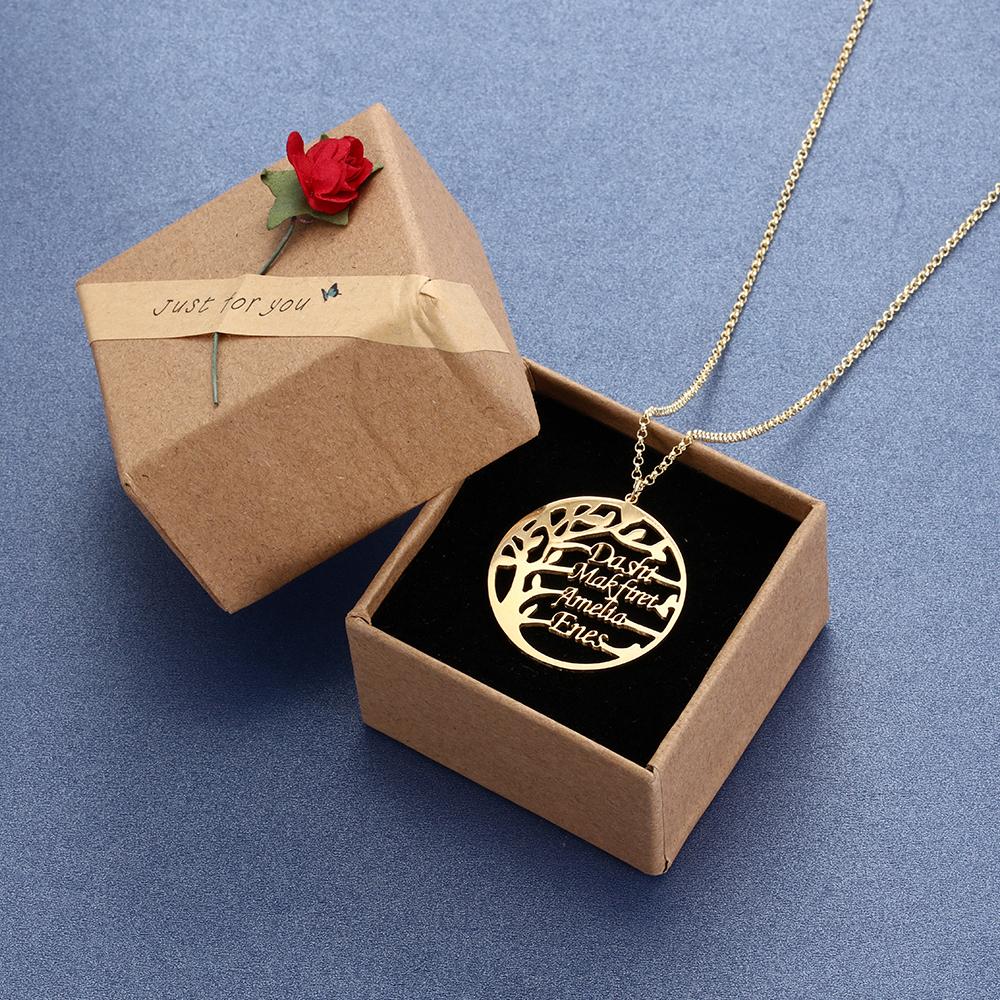 Family Tree Custom 4 Names Sterling Silver Tree-Jessemade AU