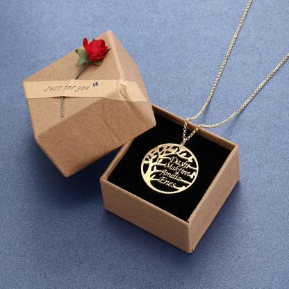 Family Tree Custom 4 Names Sterling Silver Tree-Jessemade AU