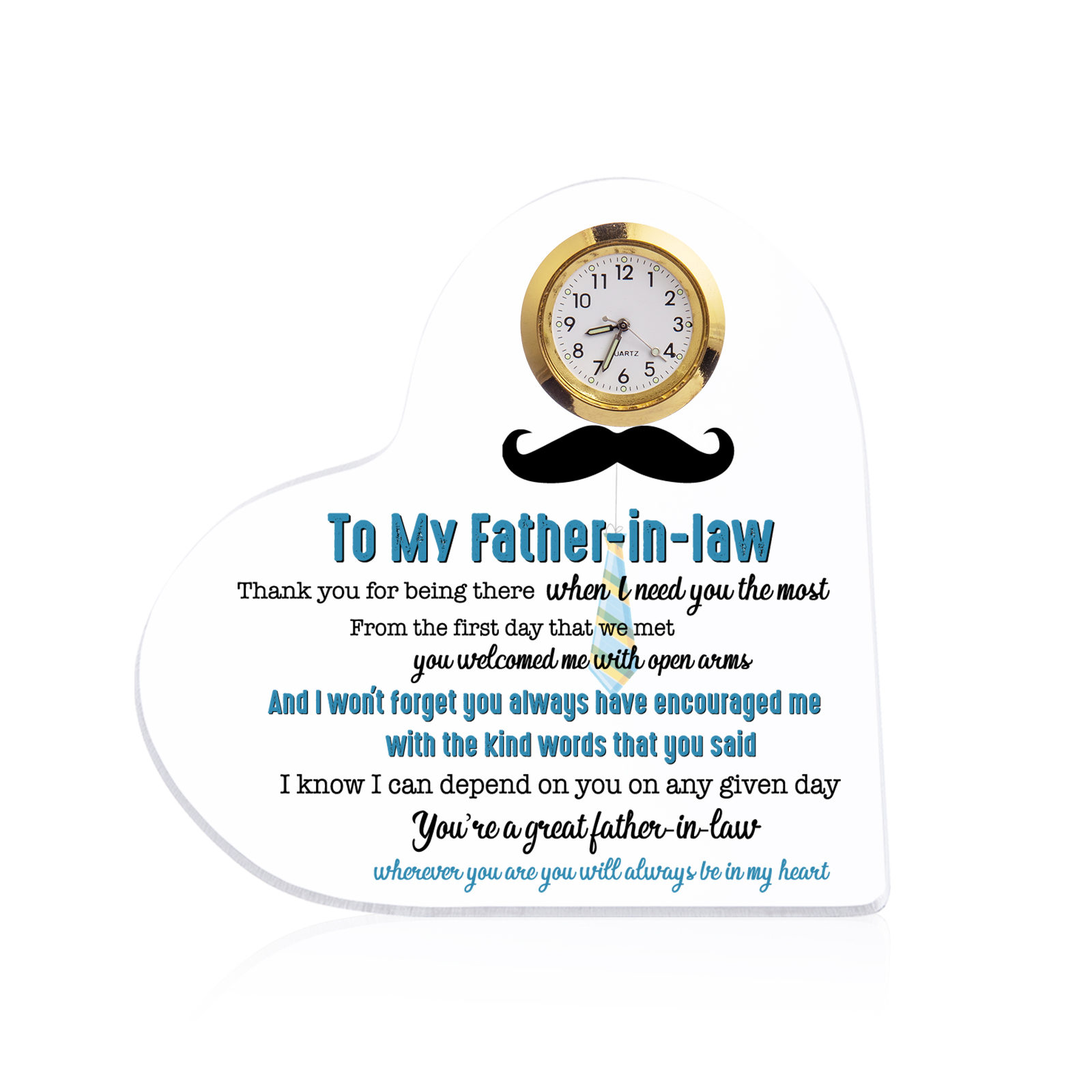 To My Father-in-law Acrylic Heart Clock Keepsake Heart Sign - I know I can depend on you on any given day-Jessemade AU