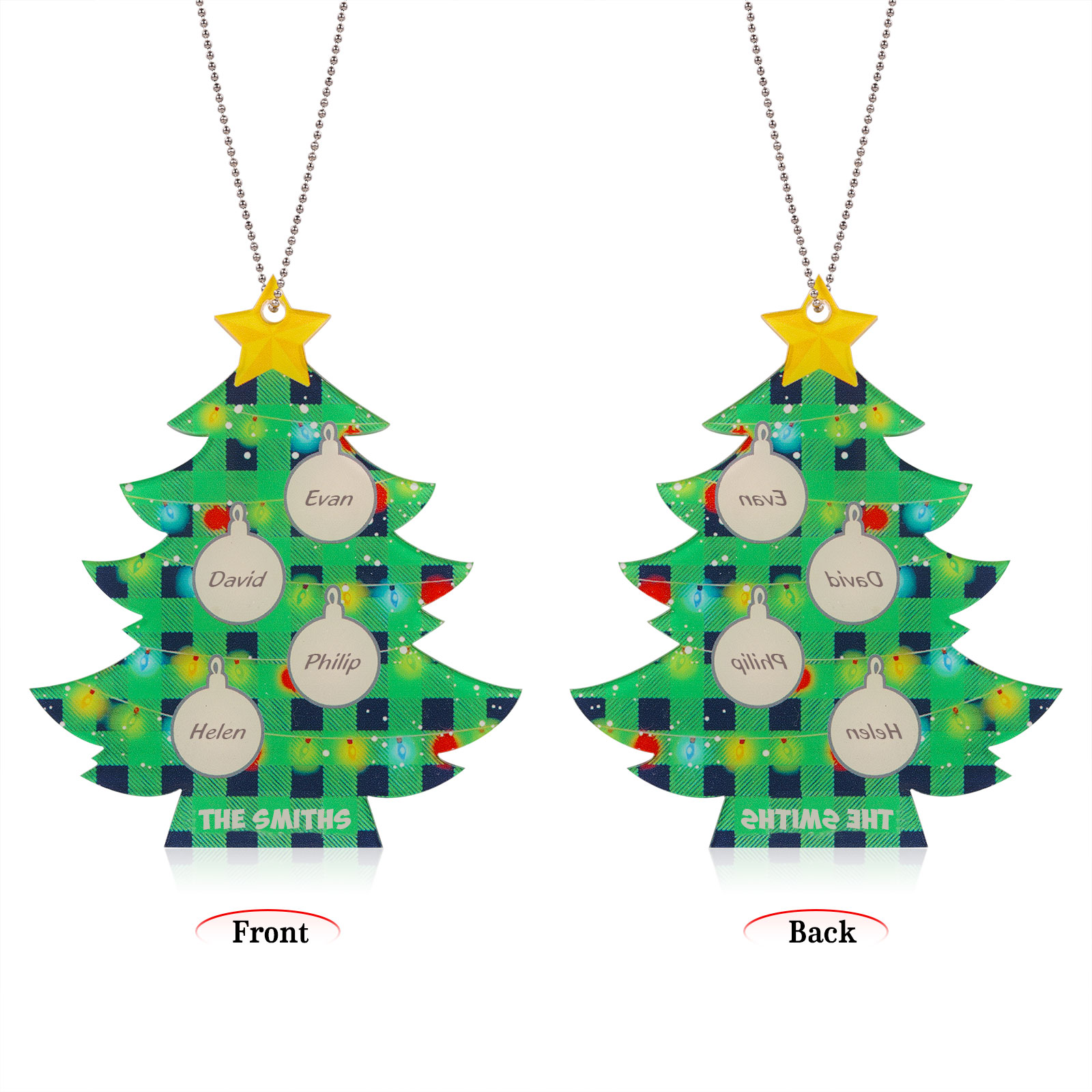 4 Names - Personalised Acrylic Christmas Tree Ornaments Customised Text & Name Xmas Pendant Gifts for Family Friends-Jessemade AU