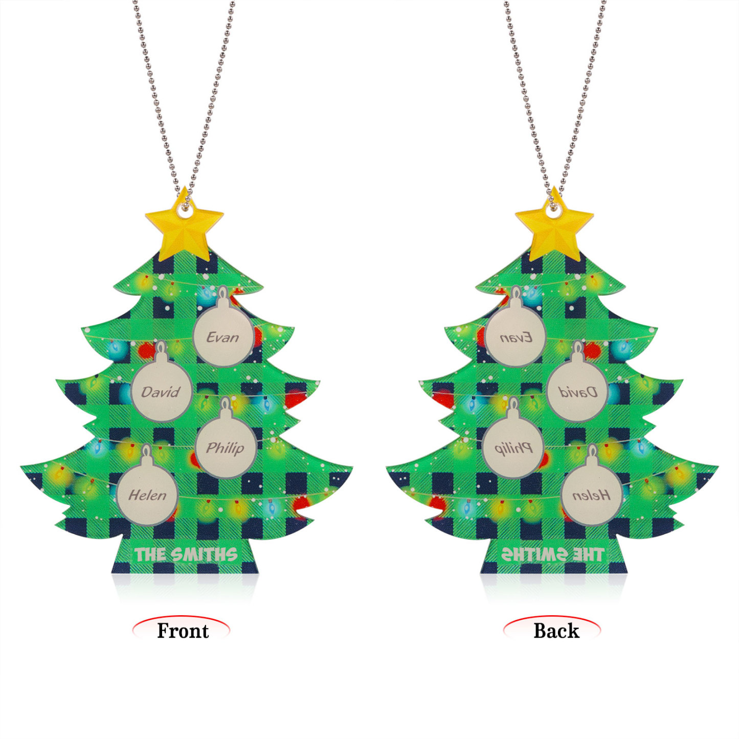 4 Names - Personalised Acrylic Christmas Tree Ornaments Customised Text & Name Xmas Pendant Gifts for Family Friends-Jessemade AU