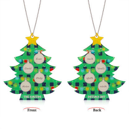 4 Names - Personalised Acrylic Christmas Tree Ornaments Customised Text & Name Xmas Pendant Gifts for Family Friends-Jessemade AU
