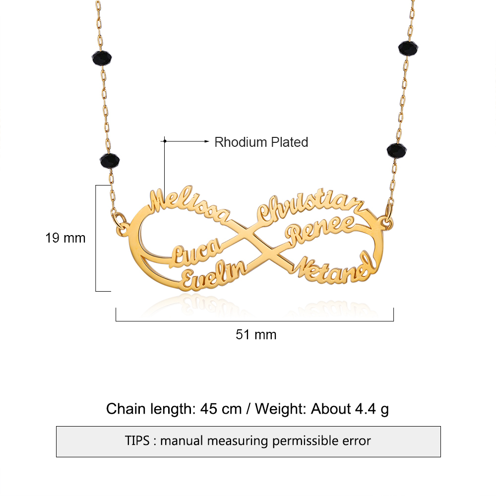 Personalised Infinity Necklace Custom 6 Names Necklace Gift For Women-Jessemade AU