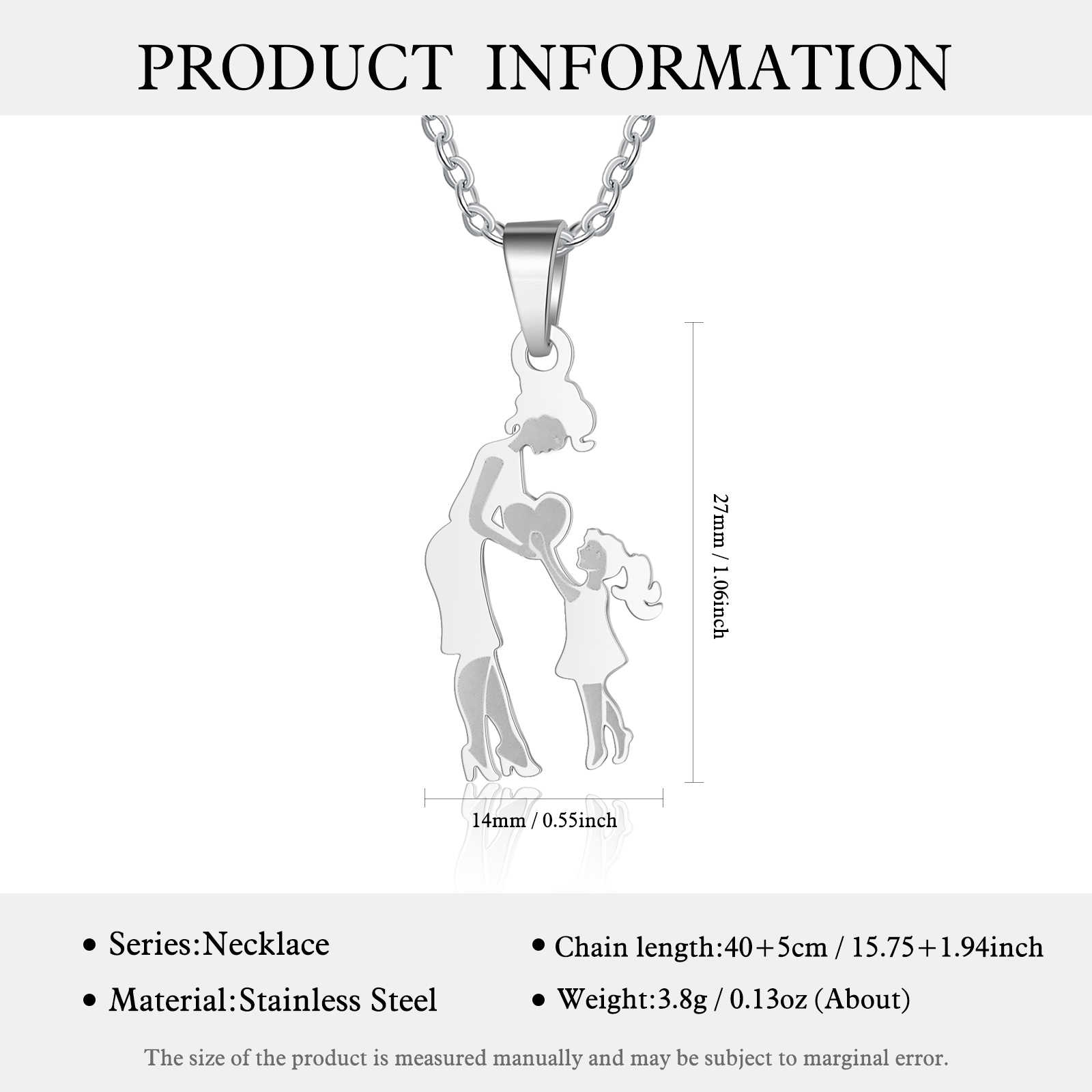 Women Necklace Mother & Daughter Pendant Necklace Stainless Steel Mother's Day Gifts for Mum-Jessemade AU