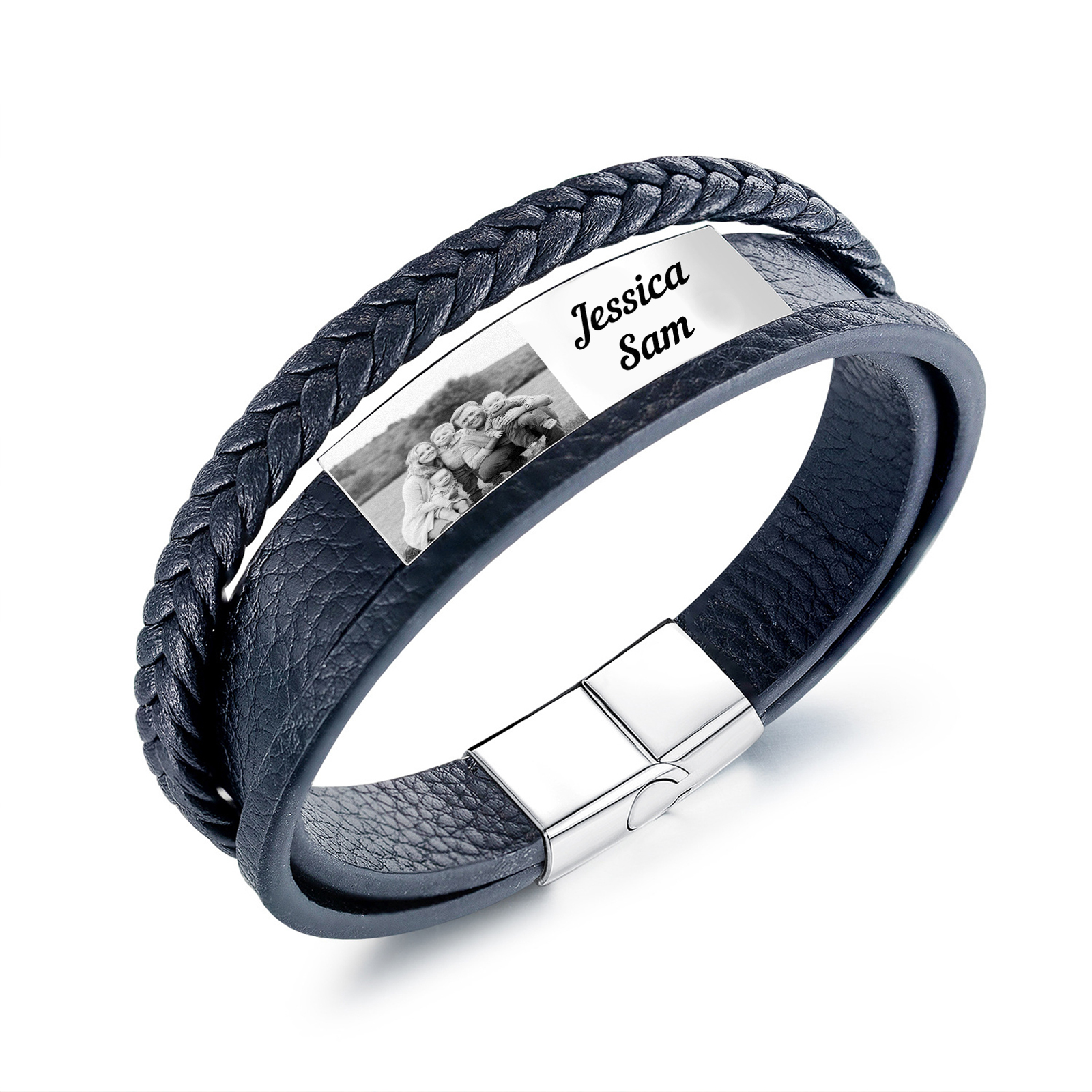 Personalised Photo Bracelet Custom Leather Men's Bracelet Bangle Gifts For Him-Jessemade AU