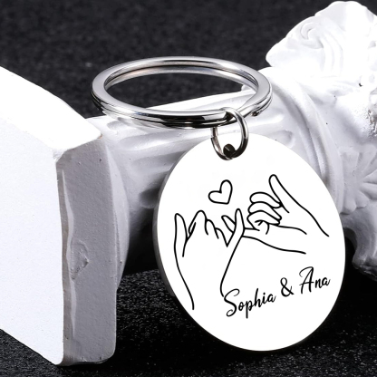 Personalised Round Keychain Custom Text Keyring Pinky Swear Gift For Friend/Sister/Bestie-Jessemade AU