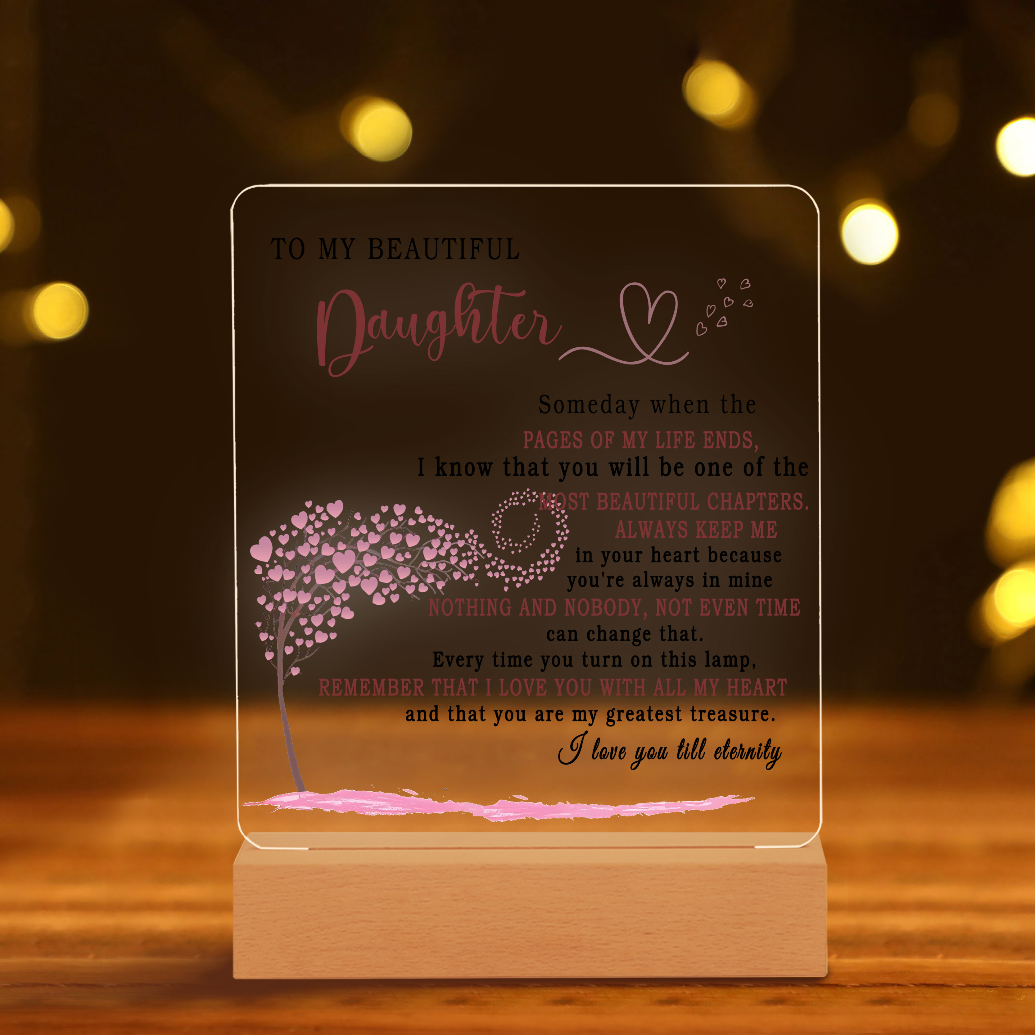 To My Beautiful Daughter Acrylic Night Light "I Love You Till Eternity" LED Lamp Heartwarming Gifts-Jessemade AU