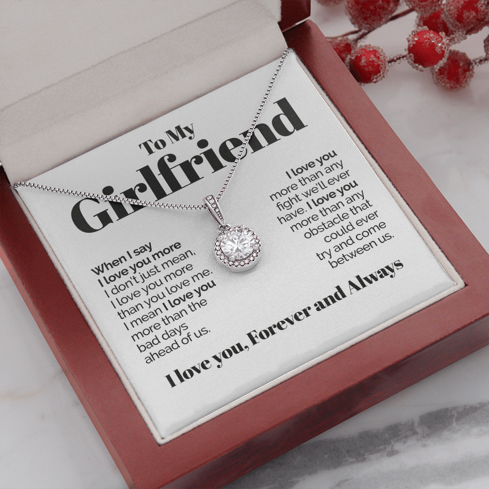 To My Girlfriend Necklace Round Pendant Necklace Valentine's Day Gift for Her - I Love You Forever and Always-Jessemade AU